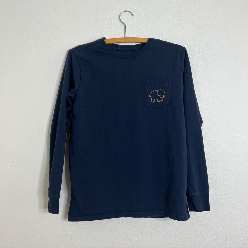 Ivory Ella Navy Blue Cotton Long Sleeve Elephant Top Size S